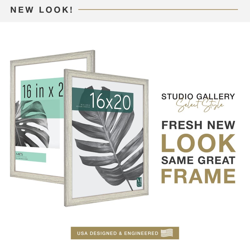 MCS Studio Gallery 16x20 Poster Frame Gray Woodgrain Engineered Wood, Vertical & Horizontal Wall Hanging Large Picture Frame for Photos, Posters & Art Prints (1-Pack) - Image 2